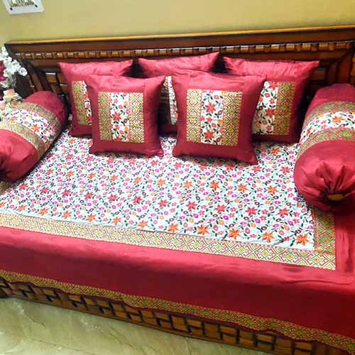 Red Color Embroidered Diwan Set