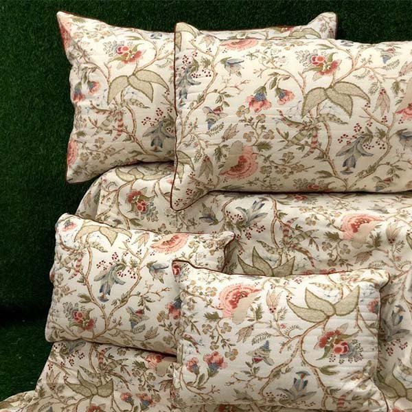 Pure Cotton Block Printing (Beige Color)quilts 3 Pieces Set Includes Two pillow covers