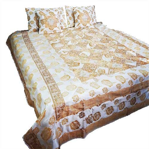 White Color Designer Bedsheet With 2 Pillow And 2 Cushion Covers